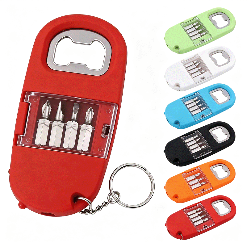 Keychain Bottle Opener with Screwdriver Bits Keychain Bottle Opener with Screwdriver Bits